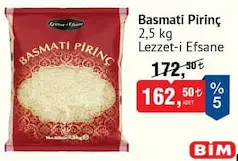 LEZZET-İ EFSANE BASMATİ PİRİNÇ 2,5 KG fiyat ve kampanya bilgisi
